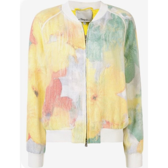 3.1 PHILLIP LIM • Transparent Frame Bomber Jacket in Yellow Multi - Picture 4 of 16
